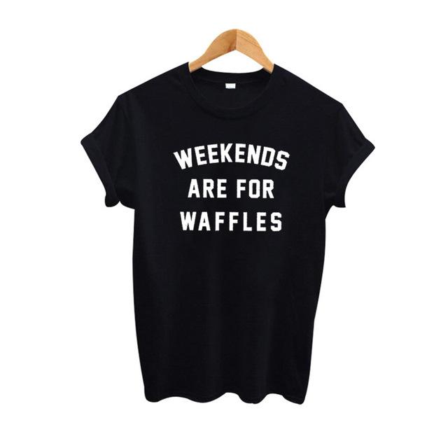 Weekends Are For Waffles Tee Tee Shirt Nuthin' But Waffles Black S 